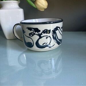 Vintage Black & White Vegetable Print Soup or Coffee Mug
